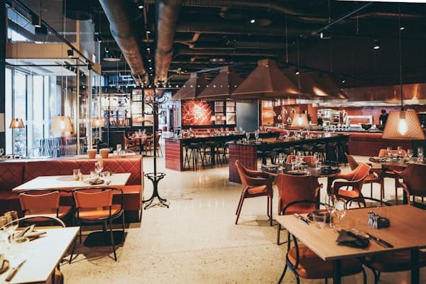 Busy restaurant dining room